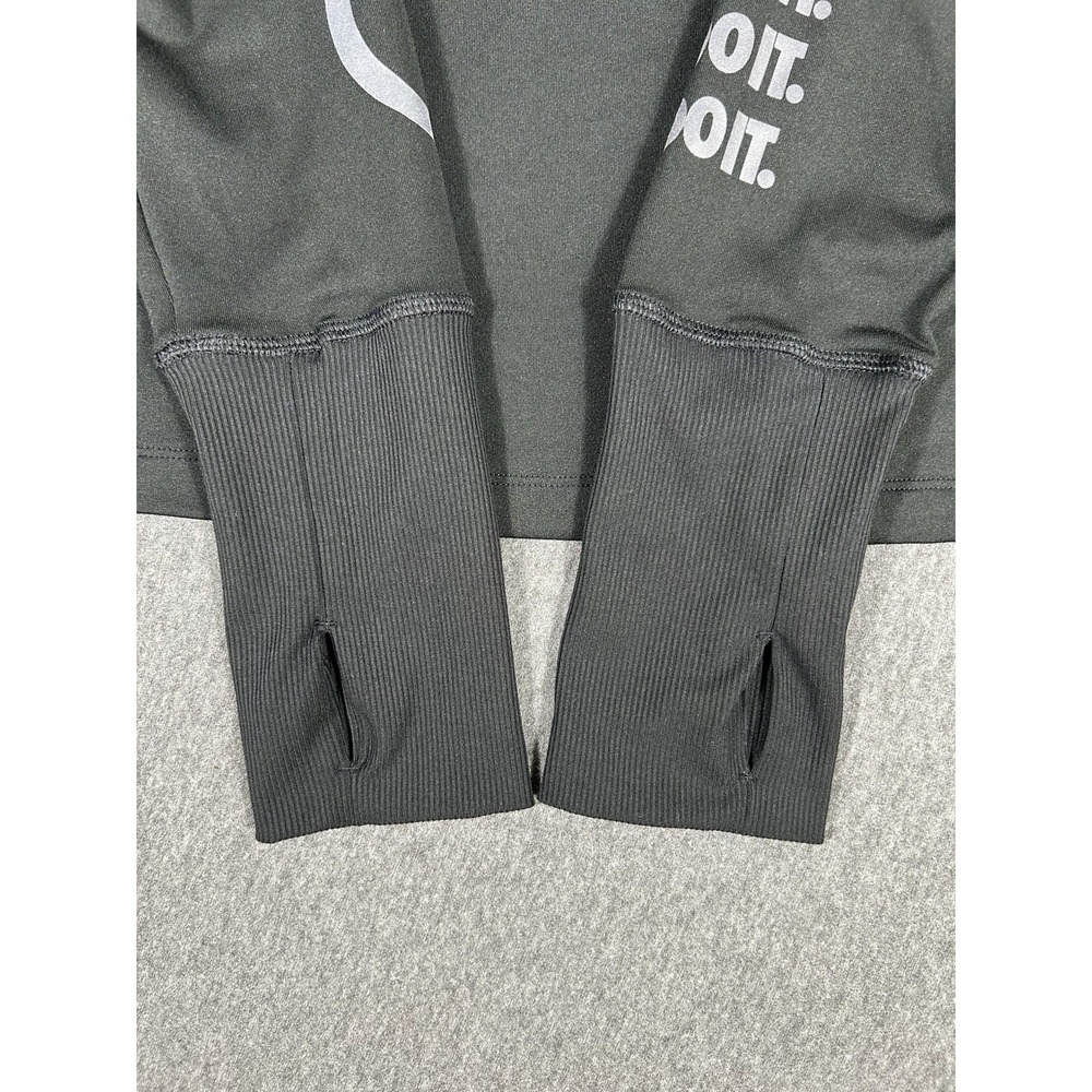 Nike Dri-Fit Running Quarter Zip Pullover Mens Black Reflective Just Do It M - Picture 8 of 12